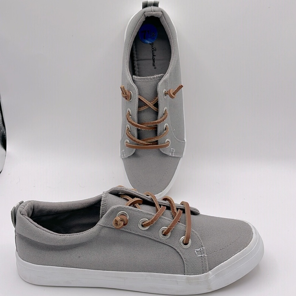 Tommy Bahama Shoes Womens 7.5 Casual Sneakers Gray Canvas Round Toe Lace Up Low